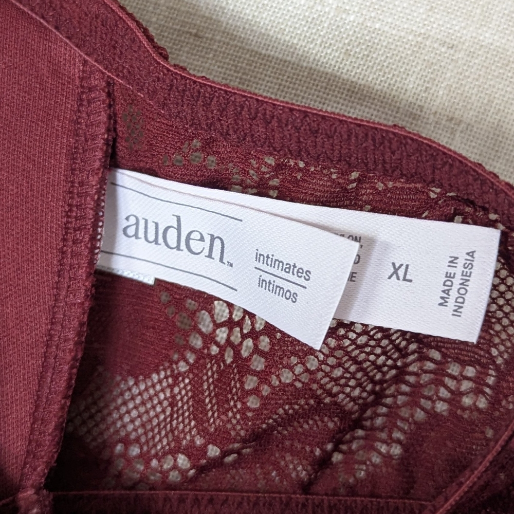 Auden Burgundy Floral Lace Babydoll & Thong Set - XL - Dark Red Lingerie - Picture 2 of 13